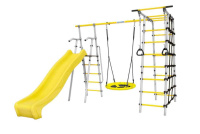 Детские спортивные комплексы для дачи + Дачный комплекс "Богатырь MAX" + ГНЕЗДО качели Romana 103.07.07 (серый/жёлтый)