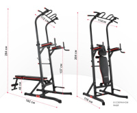 Турник-брусья + Турник-пресс-брусья со скамьей UNIX Fit POWER TOWER 150P