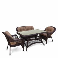 Комплекты для кафе + Комплект плетеной мебели T130-LV520BB-Brown_Beige
