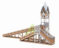 Зимние деревянные горки + Зимняя деревянная горка "IgraGrad Snow Fox 12 м" с двумя скатами мод.124