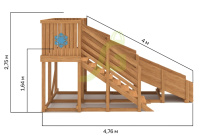 Детские горки + Деревянная зимняя горка "IgraGrad Snow Fox", скат 4 м