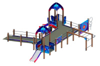 Детские уличные комплексы + Игровой комплекс Забота Космопорт (космос) горка Н 750 ДОВ 20.14.01-01