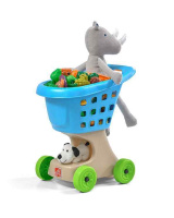 Мебель игровая + Повозка для игрушек (голубая)