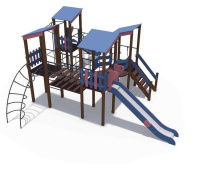 Детские уличные комплексы + Игровой комплекс (серии Геометрия с металлическими скатами Н-1500) ДИО 10114
