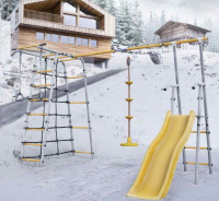 Детские спортивные комплексы для дачи + Дачный комплекс "Богатырь Плюс 2" + ДИСК качели Romana 103.12.06 (серый/жёлтый)