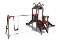 Детские уличные комплексы + Игровой комплекс серии Лесная долина Н-1200,900 с качелями ДИО 06051