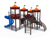Детские уличные комплексы + Детский игровой комплекс серии империя "Замок 2" Н-900 и винтовой скат Н-2000 ДИО 02041
