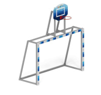 Ворота для мини-футбола + Ворота мини футбольные с баскетбольным щитом (синие) (с креплением сетки) - СО 2.60.05-03