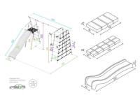 Детские спортивные комплексы для дачи + Дачный комплекс "Богатырь Плюс 2 MAX" + ЛОДКА качели Romana 103.12.07 (серый/жёлтый)