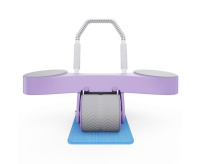 Ролики, упоры для отжиманий + Тренажёр для пресса AB Roller SND-P фиолетовый с ковриком 34 х 17 x 0.6 cм