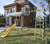 Детские спортивные комплексы для дачи + Дачный комплекс "Богатырь Плюс 2" + ГНЕЗДО качели-гнездо 80 см Romana 103.12.06 (белый/желтый) Копия1