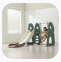 Детские горки + Горка с качелями UNIX Kids Dino Green