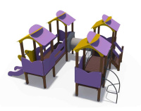 Детские уличные комплексы + Игровой комплекс серии Зефир (металлический скат Н-620) ДИО 10015