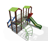 Детские уличные комплексы + Детский игровой комплекс Опушка с металлическим скатом Н-1200 ДИО 13081