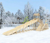 Детские горки + Зимняя деревянная горка "IgraGrad Snow Fox 12 м" с двумя скатами, без окраски