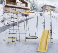 Детские спортивные комплексы для дачи + Дачный комплекс "Богатырь" + ГНЕЗДО качели-гнездо 80 см Romana 103.07.06 (серый/жёлтый)