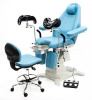 Кресло гинекологическое электроприводное M2-JX-N в комплекте со стулом врача, синее