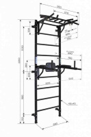 Шведские стенки + Спортивный комплекс "Формула здоровья" + навесные турник и брусья HIT FLEXTER PROFI чёрный