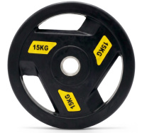 Диски для штанг и гантелей + Диск обрезиненный c хватом UNIX Fit PRO 15 кг, 51 мм, 1 шт.