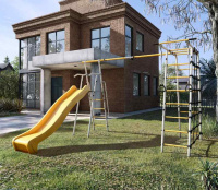 Детские спортивные комплексы для дачи + Дачный комплекс "Богатырь Плюс 2 MAX" (без качелей) Romana 103.12.07 (серый/жёлтый)
