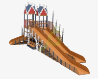 Детские горки + Зимняя деревянная горка "IgraGrad Snow Fox 17" с тремя скатами