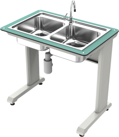 Лабораторные столы с мойками + Стол лабораторный с двойной мойкой