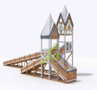 Детские горки + Зимняя деревянная горка "IgraGrad Snow Fox 12 м" с двумя скатами мод.224