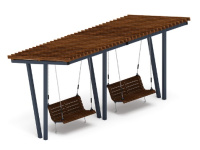 Перголы + Пергола тент с качелями (наклоная) - МФ 78.03.02-01.И1 /без поликарбоната/