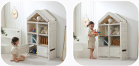Мебель игровая + Стеллаж для игрушек UNIX Kids Дом / House (2 ящика) серый