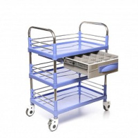 Тележки медицинские + Стол манипуляционный с выдвижным ящиком, трехполочный МЕТ SIY-150