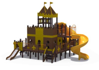 Детские уличные комплексы + Детский игровой комплекс Дворец чудес Н-2000 и Н-750 (закрытая пластиковая труба и винтовой скат, в стиле средневековья) ДИО 13051.2 