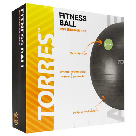 Фитболы, прыгуны + Мяч гимнастический TORRES AL122165, диам. 65 см, эласт. ПВХ,с защ. от взрыва, с насосом