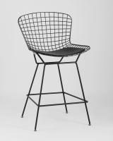 Комплекты стульев + Стул полубарный с низкой спинкой Bertoia черный с черной подушкой 4 шт.