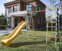 Детские спортивные комплексы для дачи + Дачный комплекс "Богатырь MAX" (без качелей) Romana 103.07.07 (серый/жёлтый)