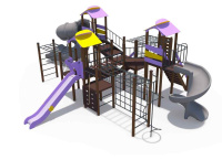 Детские уличные комплексы + Игровой комплекс серии Зефир (скат пластиковый винтовой закрытый и открытый 2000 мм, скат металлический Н-1500 мм) ДИО 10214.1