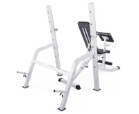 Скамьи + Скамья со стойками под штангу DFC GORILLA белая, с партой для бицепса