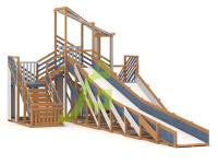 Детские горки + Зимняя деревянная горка "IgraGrad Snow Fox 12 м" с двумя скатами мод.624