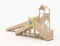 Детские горки + Зимняя деревянная горка "IgraGrad Snow Fox 12 м" с двумя скатами, без окраски  