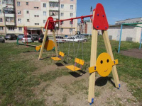 Детские качели + Качели деревянные Смайлик (сиденье со спинкой) ИО 01160