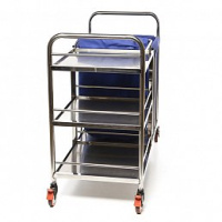 Тележки медицинские + Бельевая тележка из нерж.стали с 3 полками и съемным контейнером