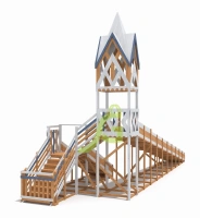 Зимние деревянные горки + Зимняя деревянная горка "IgraGrad Snow Fox 12 м" с двумя скатами мод.124