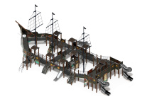 Детские уличные комплексы + Баркентина (Летучий Голландец) - ДИК 2.03.3.06-21 - Игровой комплекс (нержавейка скат) H=1200, Н=1500, Н=2000