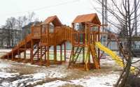 Детские горки + Детская деревянная зимняя горка IgraGrad Snow Fox 5,9 м + Панда Фани Gride