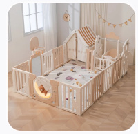 Детские манежи + Манеж UNIX Kids DeLuxe House Camel, с баскетбольной стойкой, доской для рисования, качелями