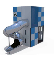 Уличные спортивные комплексы для детей + Игровой комплекс (закрытая винтовая горка из нержавеющей стали Н-2000) ДИО 10116