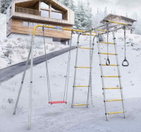 Детские спортивные комплексы для дачи + Дачный комплекс "Лесная поляна 3" + ФАНЕРНЫЕ качели Romana R 103.26.05 (серый/жёлтый)