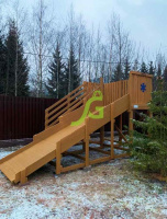Детские горки + Деревянная зимняя горка "IgraGrad Snow Fox", скат 4 м