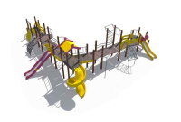 Детские уличные комплексы + Игровой комплекс Квартал (винтовой скат 2000, металлические скаты 1500 и 900) ДИО 08060