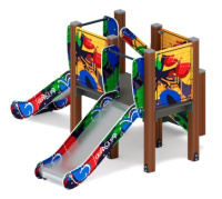 Детские горки + Горка двойная Малыш (Граффити) - ИО 41.01.02-03 - Н=750
