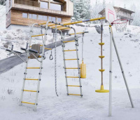 Детские спортивные комплексы для дачи + Дачный комплекс "Fitness" + ДИСК качели Romana 103.20.05 (серый/жёлтый)